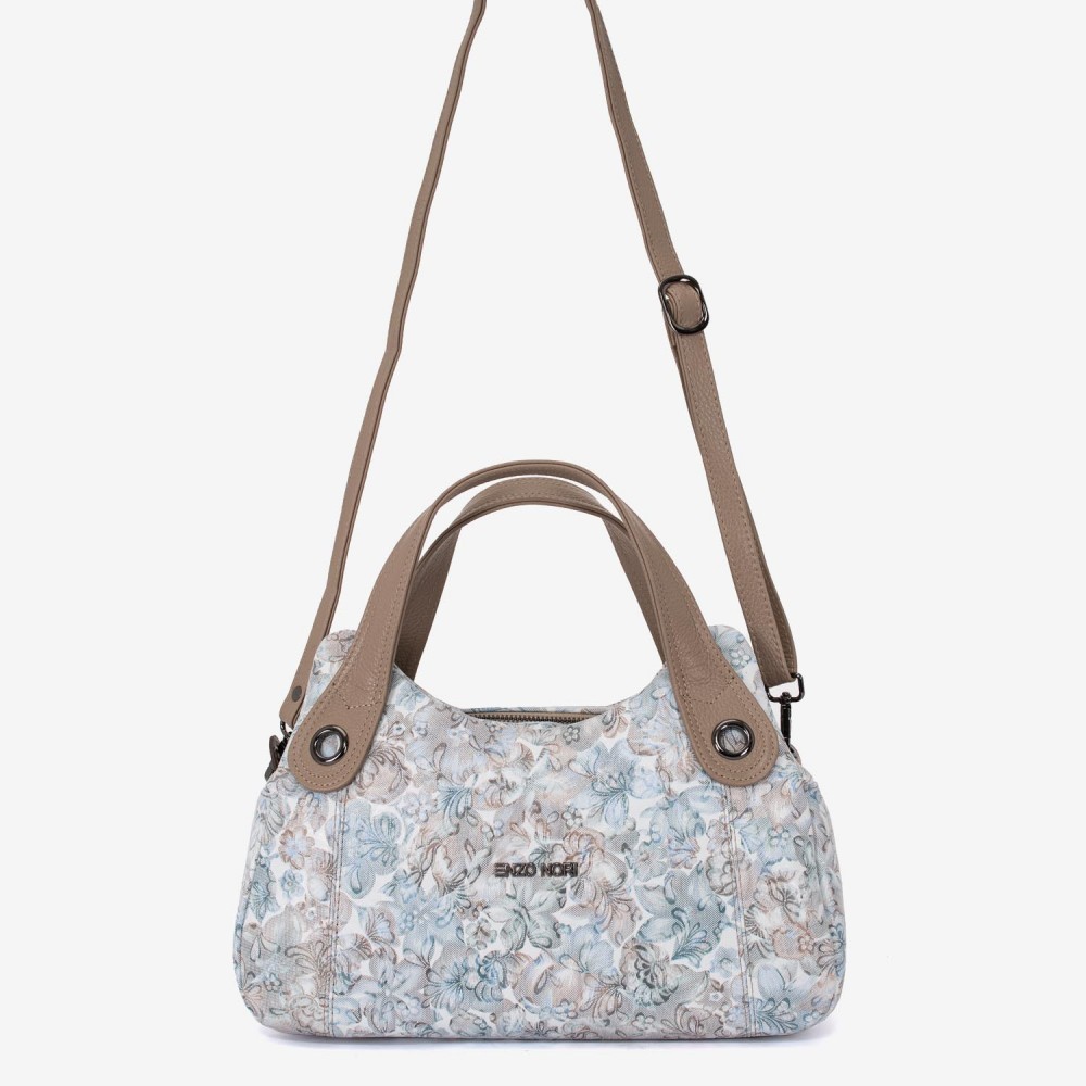 Geanta dama ENZO NORI model SIENNA piele naturală albastru cu flori