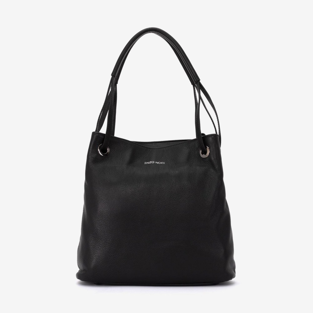 Geanta shopper ENZO NORI model STAR piele naturală negru