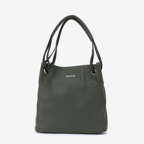Geanta shopper ENZO NORI model STAR piele naturală verde