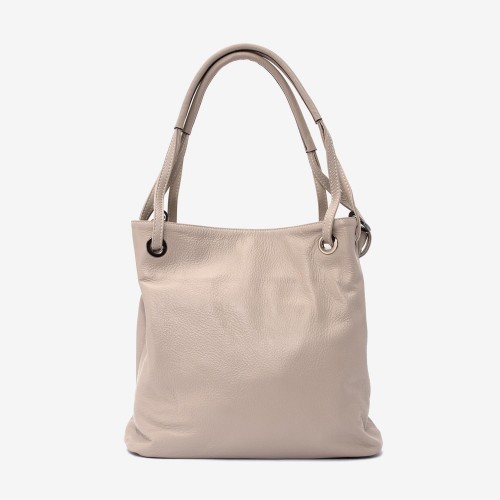 Geanta shopper ENZO NORI model STAR piele naturală ecru