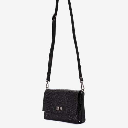 Geantă crossbody ENZO NORI model MARCELA din piele naturală negru