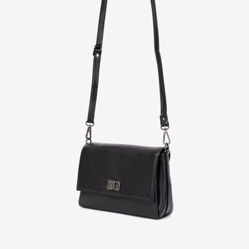 Geantă crossbody ENZO NORI model MARCELA din piele naturală negru
