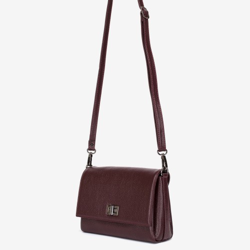 Geantă crossbody ENZO NORI model MARCELA din piele naturală burgundy