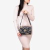 Geantă crossbody ENZO NORI model MARCELA din piele naturală albastru cu flori - Imagine 5