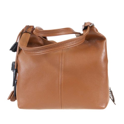 Geanta shopper model ROSE din piele naturală maro deschis