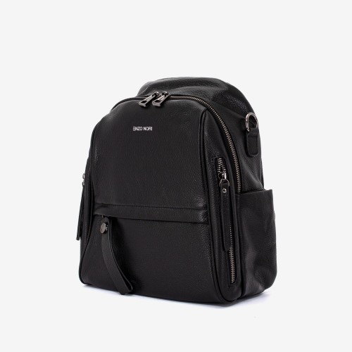 Rucsac dama ENZO NORI model TINA din piele naturala negru