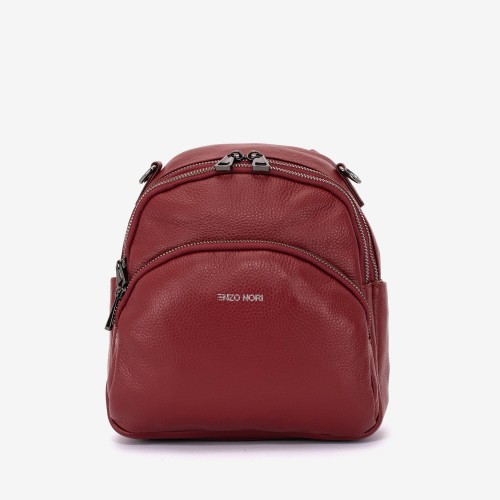 Rucsac dama ENZO NORI model TINY din piele naturala rosu