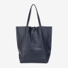 Geanta shopper model SHELBY din piele naturală italiana bleumarin - Imagine 1