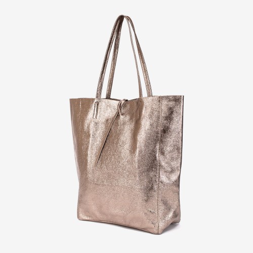 Geanta shopper model SHELBY din piele naturală italiana bronz