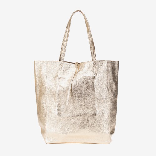 Geanta shopper model SHELBY din piele naturală italiana gold