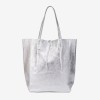 Geanta shopper model SHELBY din piele naturală italiana silver - Imagine 1