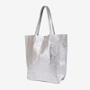 Geanta shopper model SHELBY din piele naturală italiana silver - Imagine 2