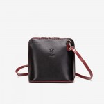 Geanta crossbody model CALDO din piele naturală italiană negru-rosu