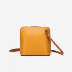 Geanta crossbody model CALDO din piele naturală italiană galben-maro