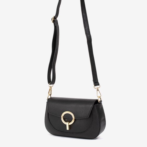 Geanta crossbody model SUZIE piele naturală italiană negru