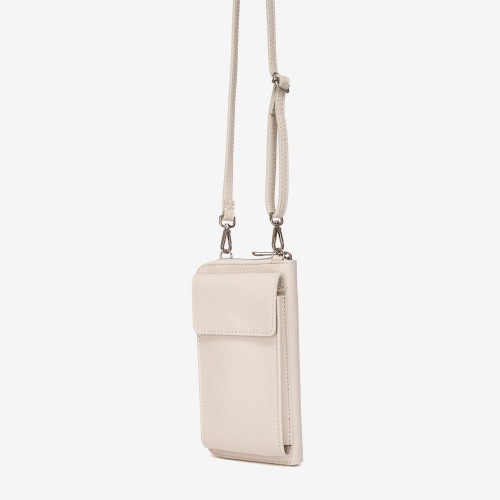 Geanta crossbody model FLAVIE din piele naturală italiană ecru