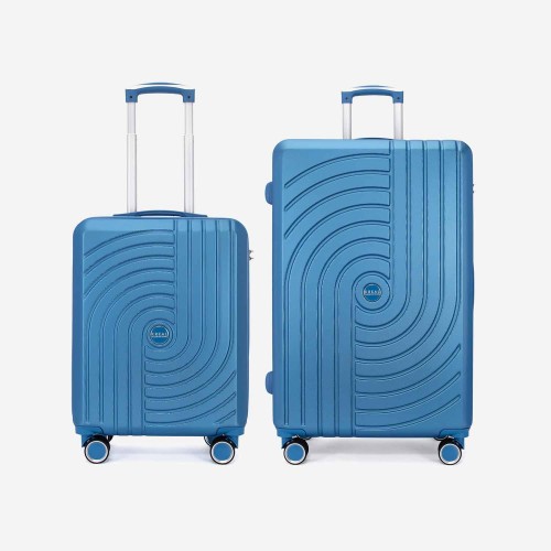  Troler set 2 Bucati KREAL model CORFU Troler cabina 55 cm şi Troler mare 77 cm ABS albastru