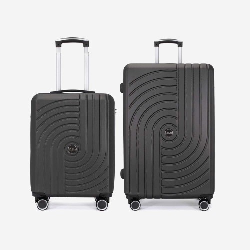  Troler set 2 Bucati KREAL model CORFU Troler cabina 55 cm şi Troler mare 77 cm ABS gri inchis