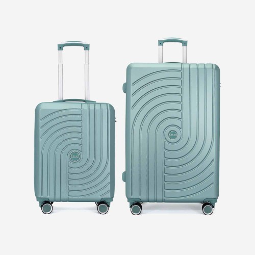  Troler set 2 Bucati KREAL model CORFU Troler cabina 55 cm şi Troler mare 77 cm ABS verde deschis