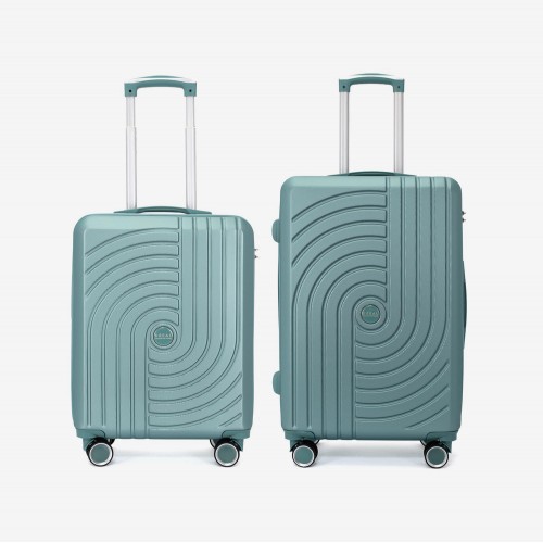  Troler set 2 Bucati KREAL model CORFU Troler cabina 55 cm şi Troler mediu 67 cm ABS verde deschis