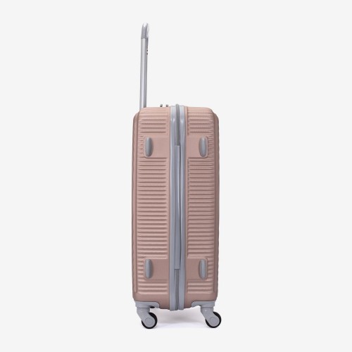  Troler set 2 Bucati KREAL model RIO Troler cabina 44x32x18 cm şi Troler mediu 67 cm ABS roz