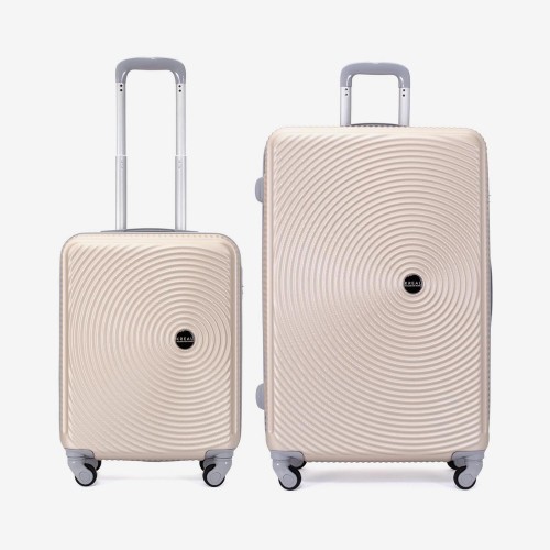  Troler set 2 Bucati KREAL model RIO Troler cabina 55 cm şi Troler mare 77 cm ABS champagne 