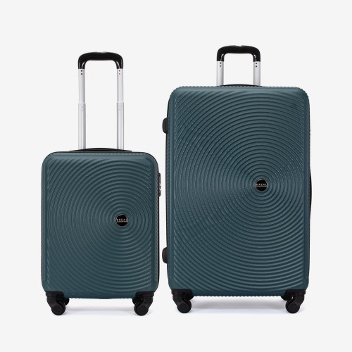  Troler set 2 Bucati KREAL model RIO Troler cabina 55 cm şi Troler mare 77 cm ABS verde