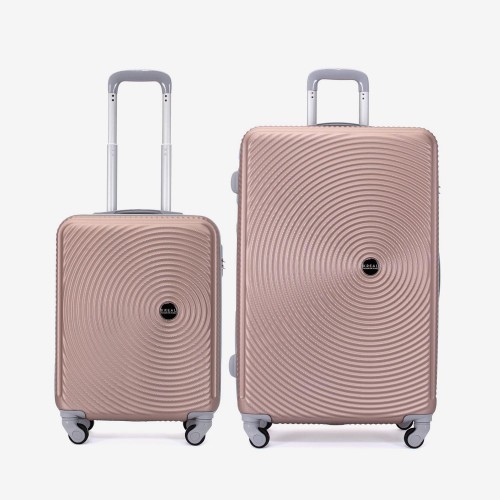  Troler set 2 Bucati KREAL model RIO Troler cabina 55 cm şi Troler mare 77 cm ABS roz