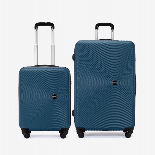  Troler set 2 Bucati KREAL model RIO Troler cabina 55 cm şi Troler mare 77 cm ABS albastru