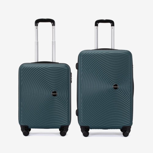  Troler set 2 Bucati KREAL model RIO Troler cabina 55 cm şi Troler mediu 67 cm ABS verde