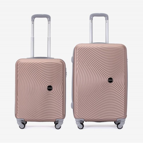  Troler set 2 Bucati KREAL model RIO Troler cabina 55 cm şi Troler mediu 67 cm ABS roz