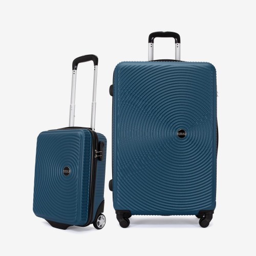  Troler set 2 Bucati KREAL model RIO Troler cabina 44x32x18 cm şi Troler mare 77 cm ABS albastru