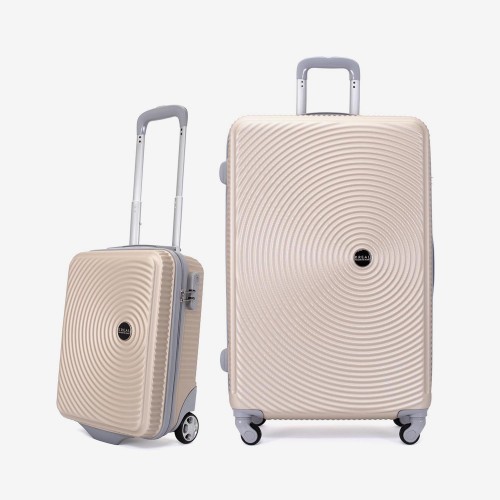  Troler set 2 Bucati KREAL model RIO Troler cabina 44x32x18 cm şi Troler mare 77 cm ABS champagne