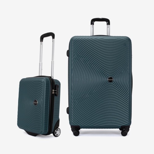  Troler set 2 Bucati KREAL model RIO Troler cabina 44x32x18 cm şi Troler mare 77 cm ABS verde