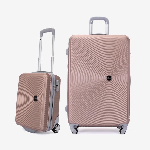  Troler set 2 Bucati KREAL model RIO Troler cabina 44x32x18 cm şi Troler mare 77 cm ABS roz