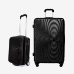  Troler set 2 Bucati KREAL model RIO Troler cabina 44x32x18 cm şi Troler mare 77 cm ABS negru