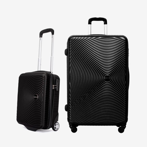  Troler set 2 Bucati KREAL model RIO Troler cabina 44x32x18 cm şi Troler mare 77 cm ABS negru
