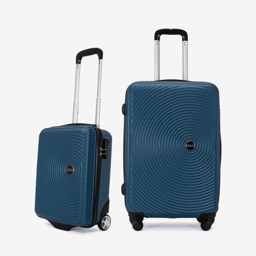  Troler set 2 Bucati KREAL model RIO Troler cabina 44x32x18 cm şi Troler mediu 67 cm ABS albastru