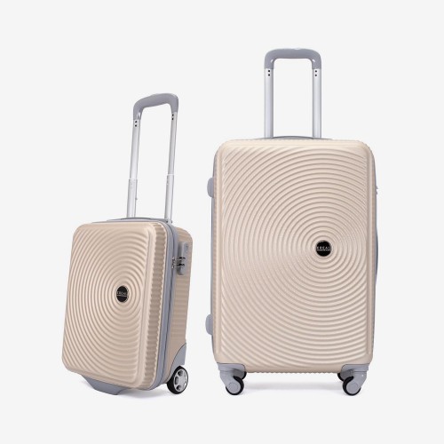  Troler set 2 Bucati KREAL model RIO Troler cabina 44x32x18 cm şi Troler mediu 67 cm ABS champagn