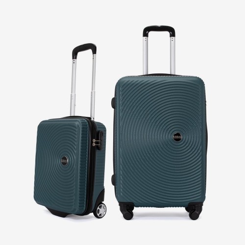  Troler set 2 Bucati KREAL model RIO Troler cabina 44x32x18 cm şi Troler mediu 67 cm ABS verde