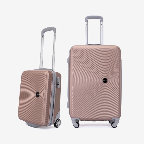  Troler set 2 Bucati KREAL model RIO Troler cabina 44x32x18 cm şi Troler mediu 67 cm ABS roz