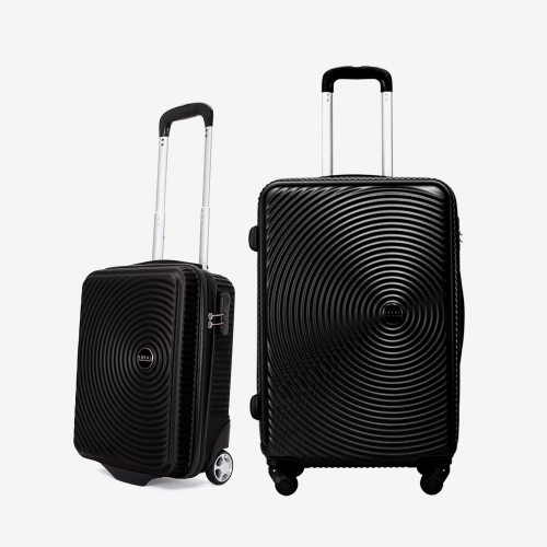  Troler set 2 Bucati KREAL model RIO Troler cabina 44x32x18 cm şi Troler mediu 67 cm ABS negru
