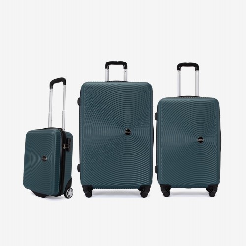 Troler set 3 Bucati KREAL model RIO Troler cabina 44x32x18 cm cu Troler mediu 67 cm şi Troler mare 77 cm ABS verde
