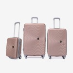 Troler set 3 Bucati KREAL model RIO Troler cabina 44x32x18 cm cu Troler mediu 67 cm şi Troler mare 77 cm ABS roz