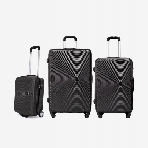Troler set 3 Bucati KREAL model RIO Troler cabina 44x32x18 cm cu Troler mediu 67 cm şi Troler mare 77 cm ABS gri