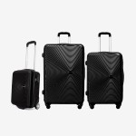 Troler set 3 Bucati KREAL model RIO Troler cabina 44x32x18 cm cu Troler mediu 67 cm şi Troler mare 77 cm ABS negru