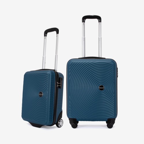  Troler set 2 Bucati KREAL model RIO Troler cabina 55 cm şi Troler cabina 44x32x18 cm ABS albastru