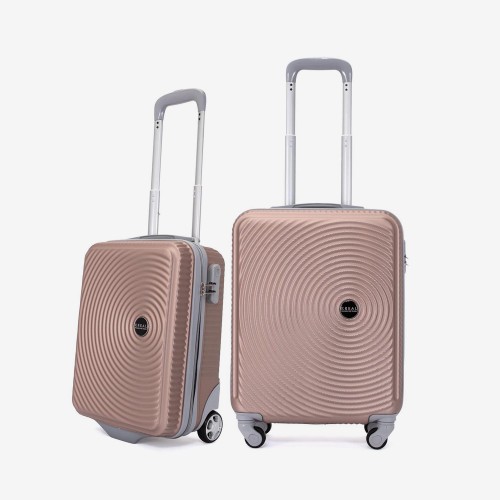  Troler set 2 Bucati KREAL model RIO Troler cabina 55 cm şi Troler cabina 44x32x18 cm ABS Roz