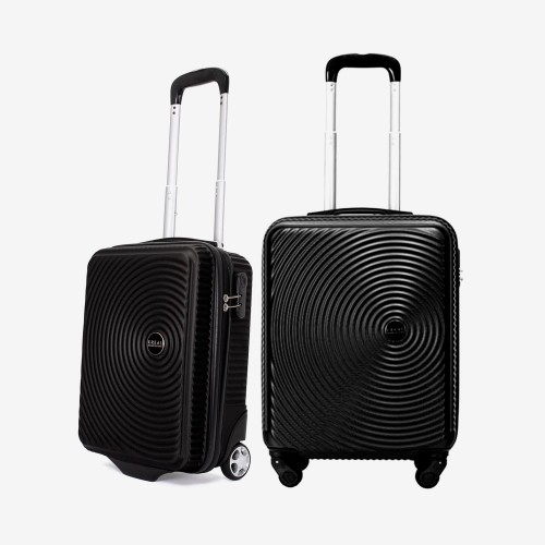  Troler set 2 Bucati KREAL model RIO Troler cabina 55 cm şi Troler cabina 44x32x18 cm ABS negru
