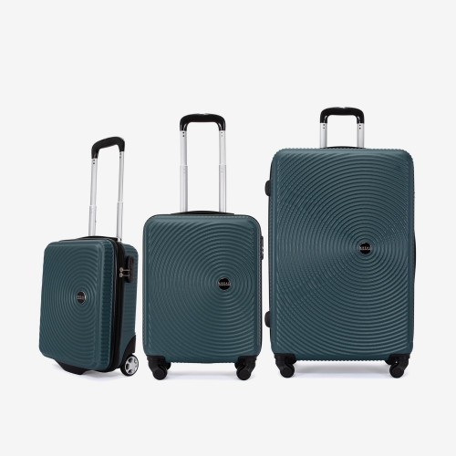 Troler set 3 Bucati KREAL model RIO Troler cabina 44x32x18 cm cu Troler cabina 55 cm şi Troler mare 77 cm ABS  verde